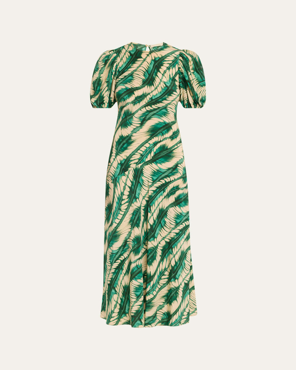 Ines Puff-Sleeve Midi Dress